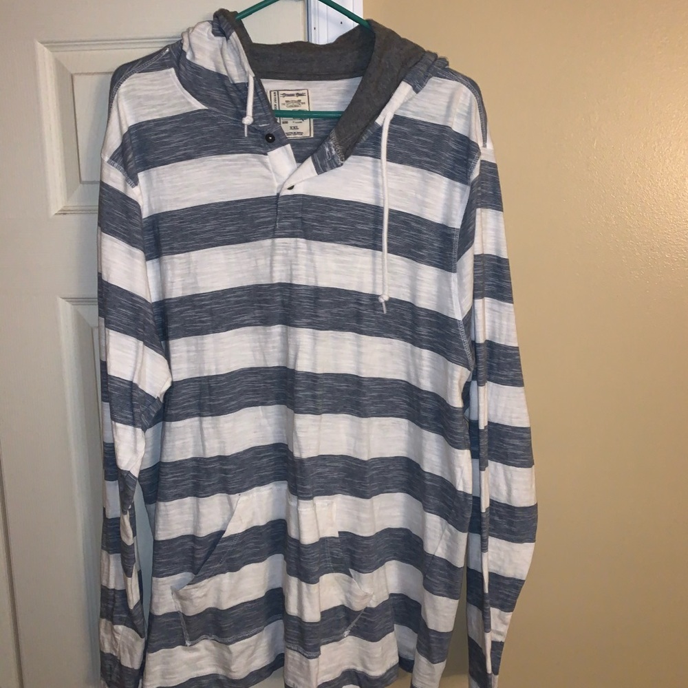 COLOURS Men’s Striped Quarter Button Hoodie